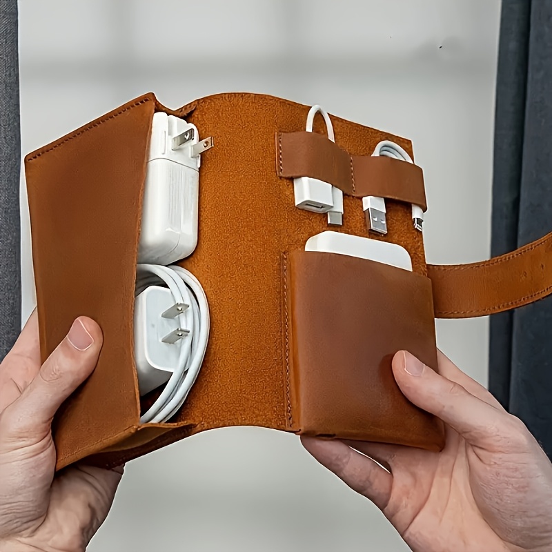 1pc Leather Tech Organizer Pou - Tech Accessories Travel Organizer Pouch recension och pris